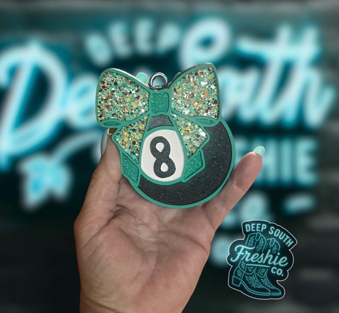 8 ball With Bow  Scent: Tropical Leather